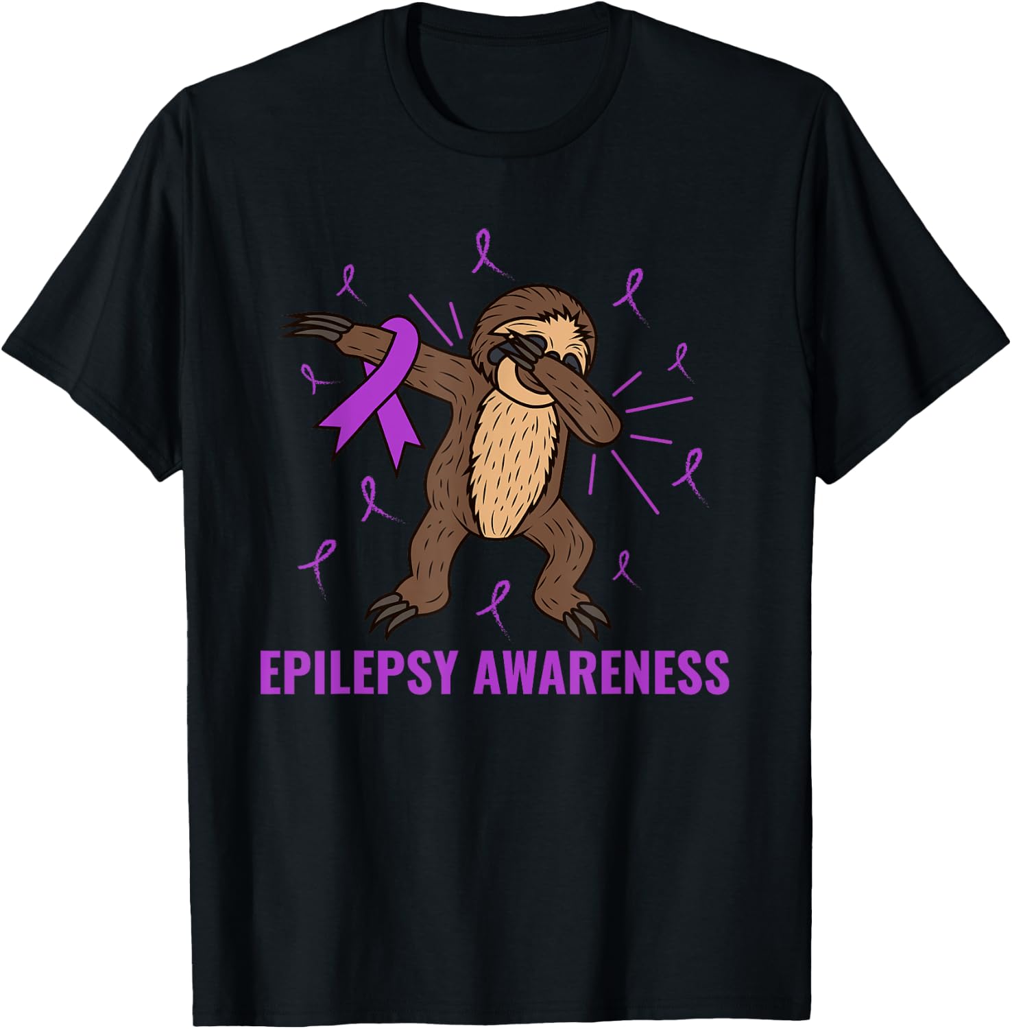 Epilepsy Awareness Month Sloth Advocate Epileptic Dabbing T-Shirt - T-Shirt | Black