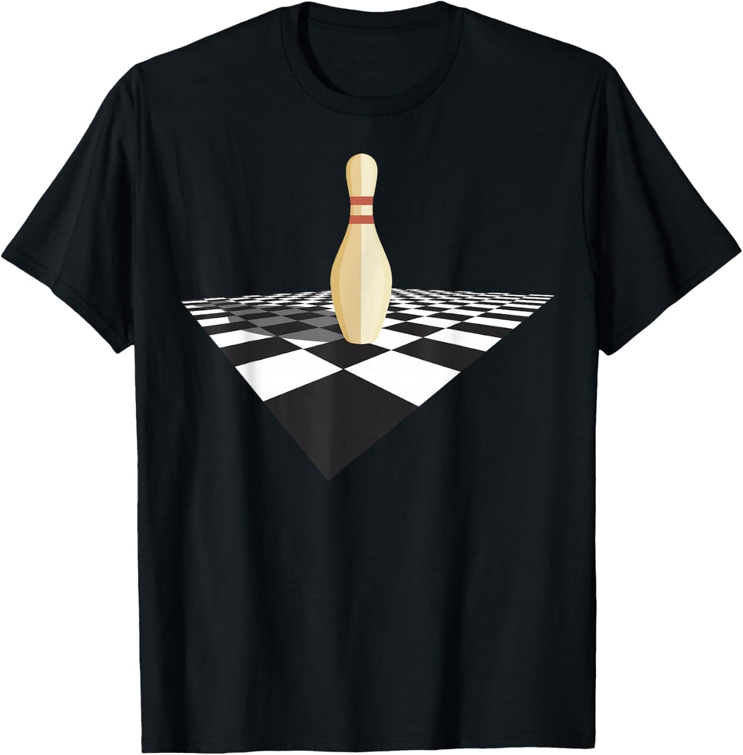 The Big Lebowski Bowling Pin Checkered Floor Graphic T-Shirt - T-Shirt | Black