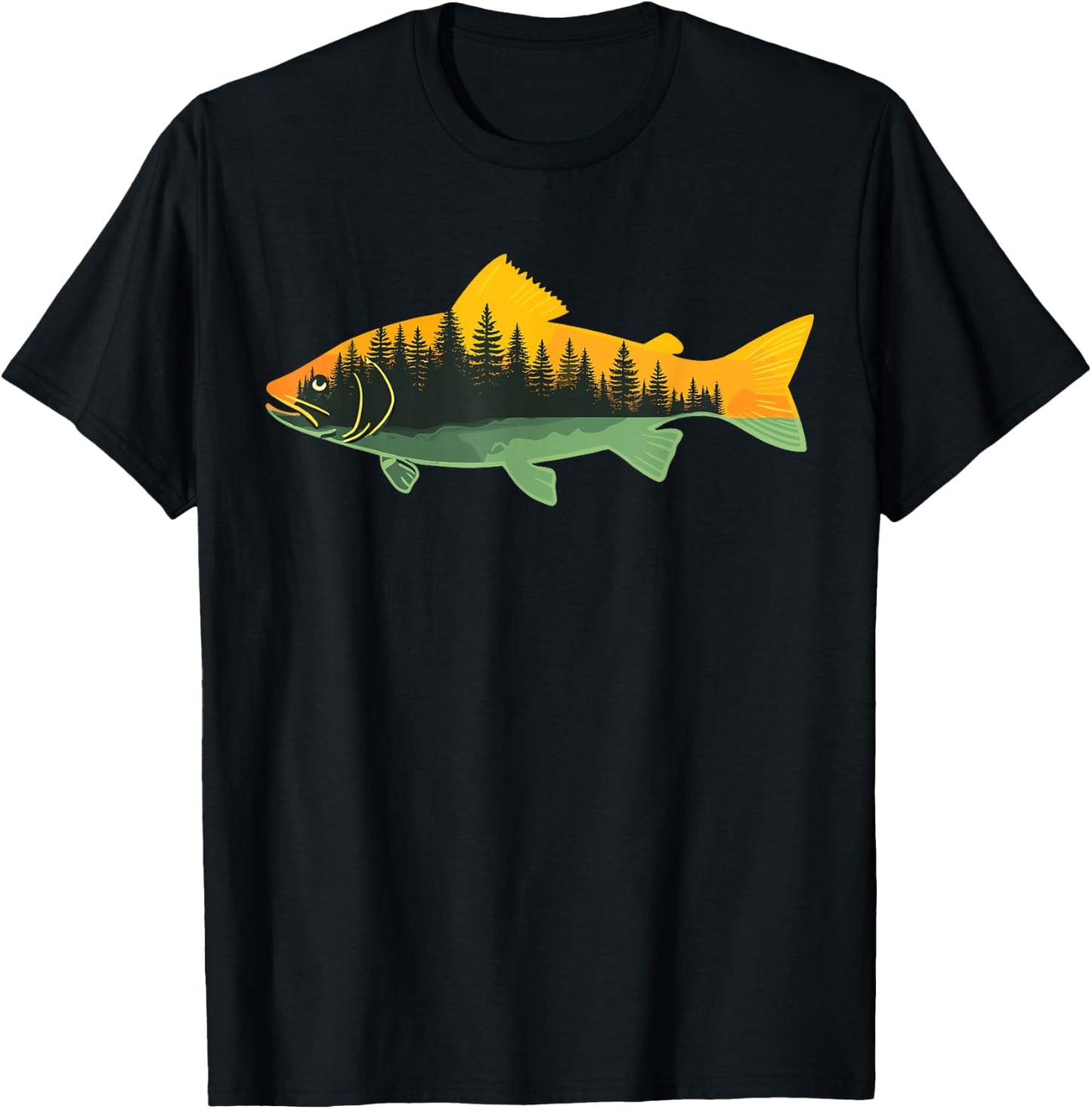 Fishing Outdoor Forest Nature Wildlife Fisherman T-Shirt - T-Shirt | Black