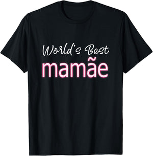 Portuguese Mothers Day Cute Brazilian Mom World's Best Mamãe T-Shirt - T-Shirt | Black