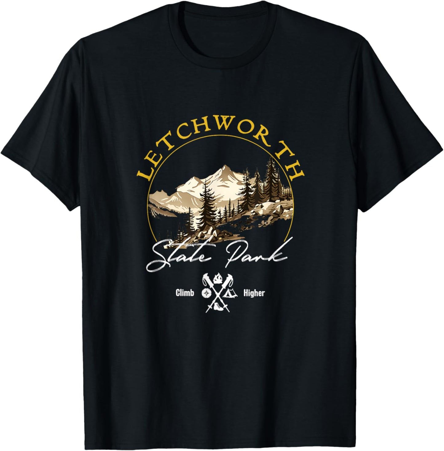 Letchworth State Park Retro Vintage Apparel - Souvenir T-Shirt - T-Shirt | Black