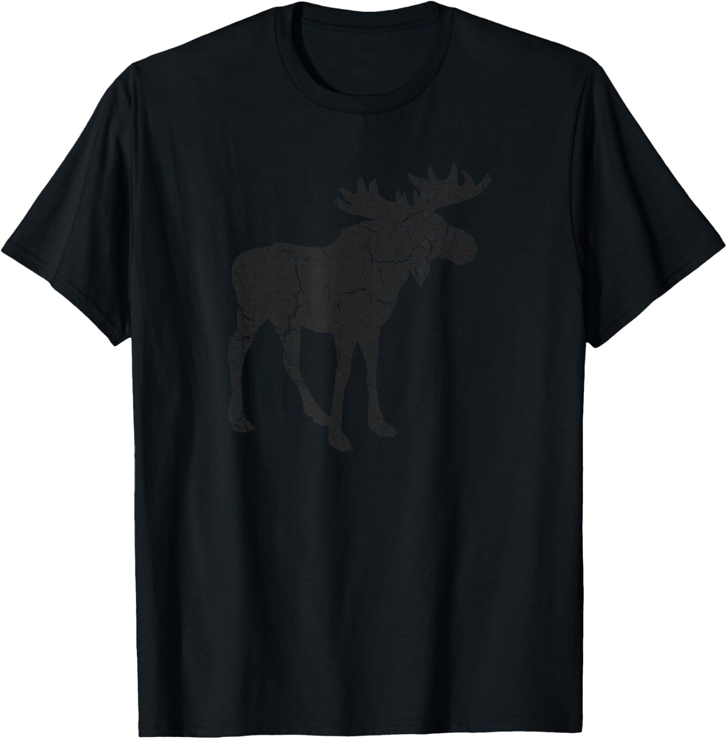 Moose Distressed Print - Vintage Moose T-Shirt - T-Shirt | Black