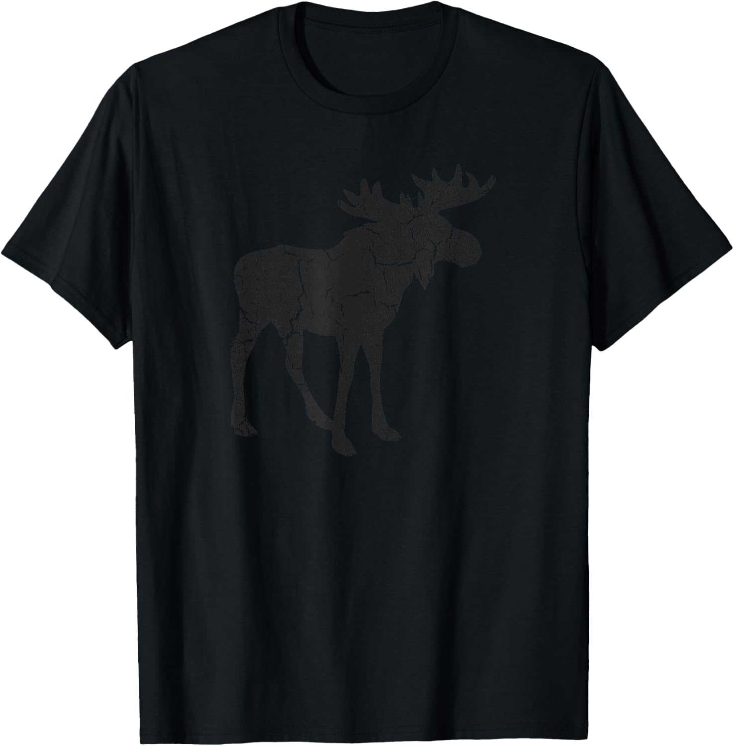 Moose Distressed Print - Vintage Moose T-Shirt - T-Shirt | Black