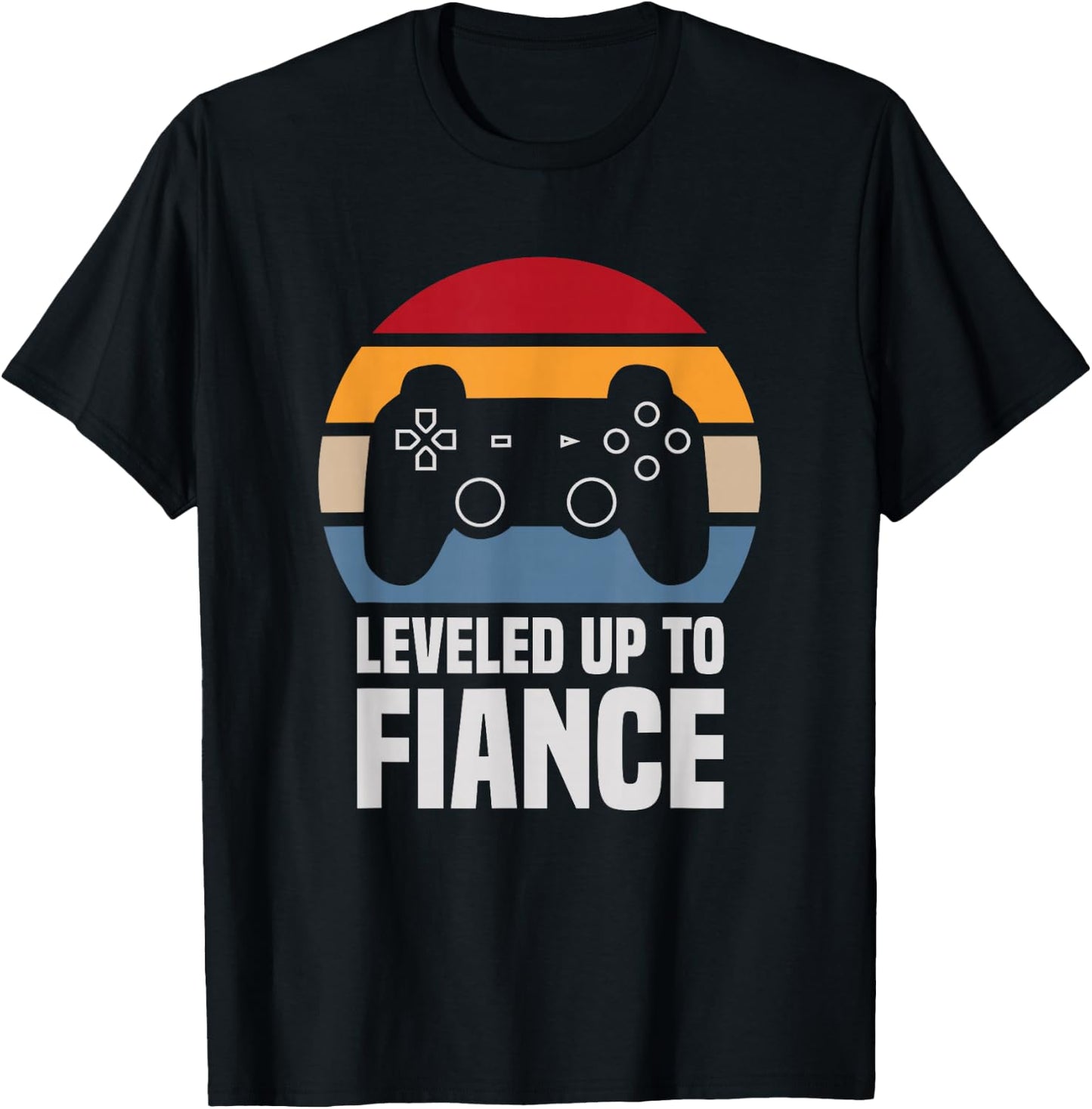 Leveled Up To Fiance Gifts Newly Engaged Couple T-Shirt - T-Shirt | Black