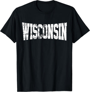 Vintage Wisconsin Wisconsin Red Retro Wisconsin T-Shirt - T-Shirt | Black
