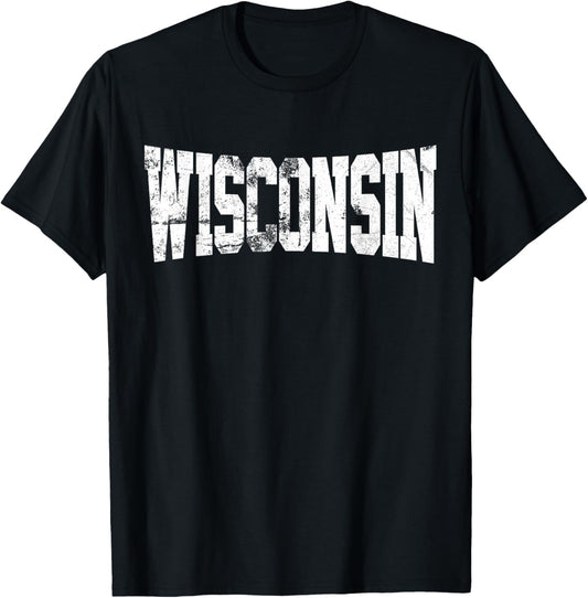 Vintage Wisconsin Wisconsin Red Retro Wisconsin T-Shirt - T-Shirt | Black
