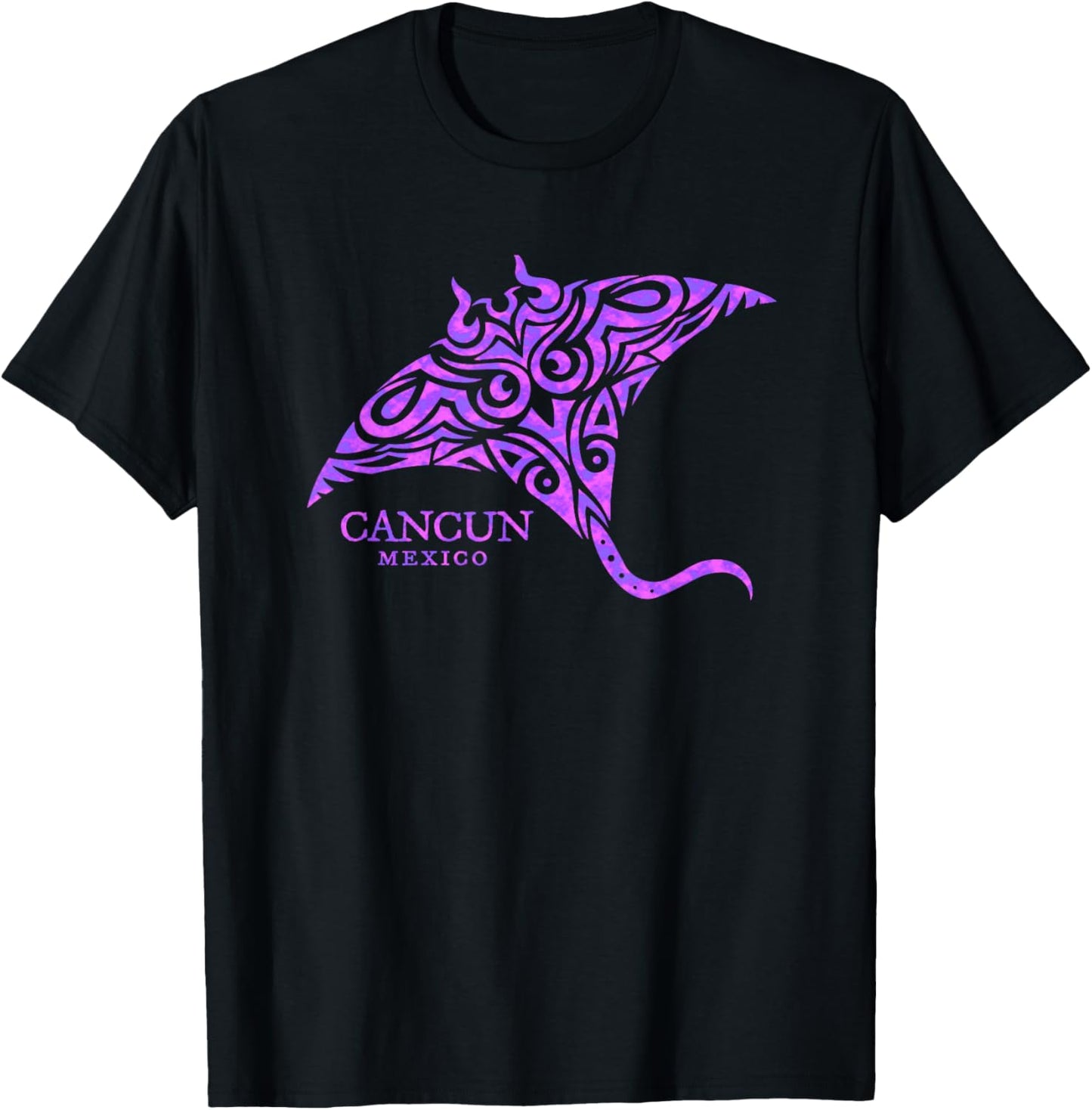 Retro Cancun Mexico Souvenir Colorful Stingray Girls T-Shirt - T-Shirt | Black