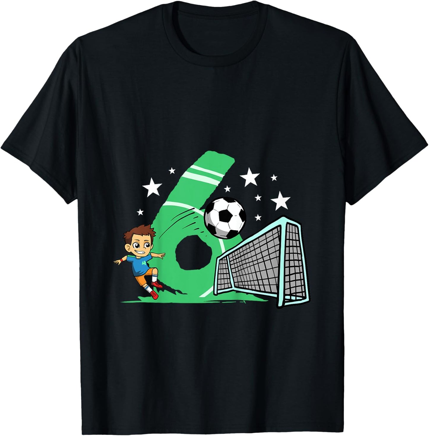 6th Birthday Football Shirt Gift 6 Years Football Player T-Shirt - T-Shirt | Black