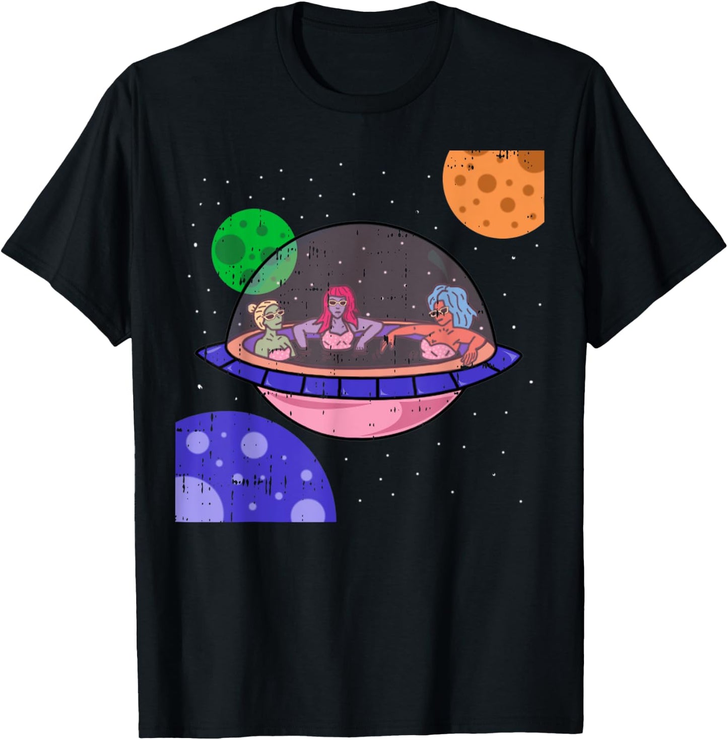 Area-51 Alien Easy Bathtub Space Lazy UFO Halloween Gift T-Shirt - T-Shirt | Black