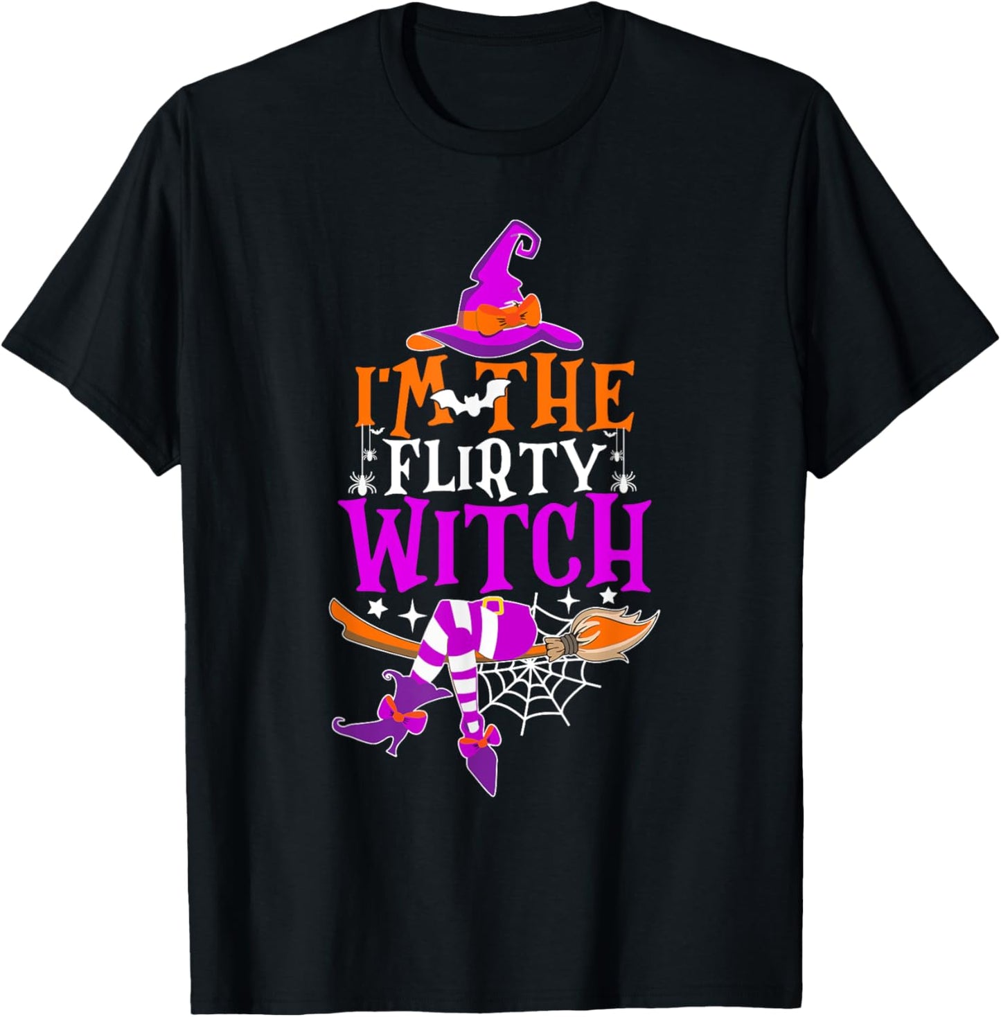 I'm The Flirty Witch Shirt Funny Witch Halloween Costume T-Shirt - T-Shirt | Black