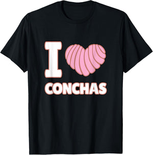 I Love Conchas Mexican Bread Lover Yummy Concha Pan de Dulce T-Shirt - T-Shirt | Black