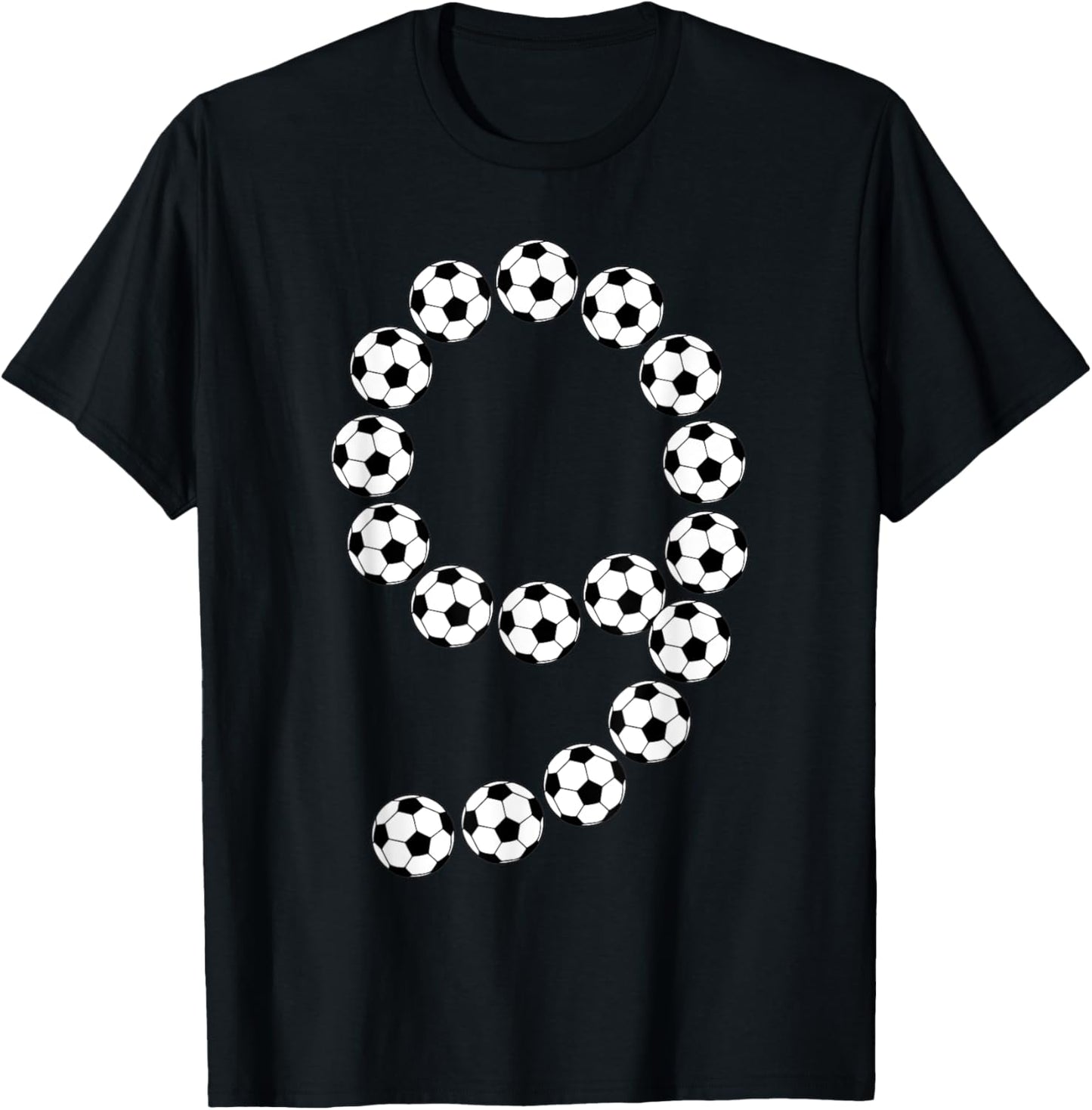 9th Birthday Football Soccer Boys Kids 9 Nine Years Old T-Shirt - T-Shirt | Black
