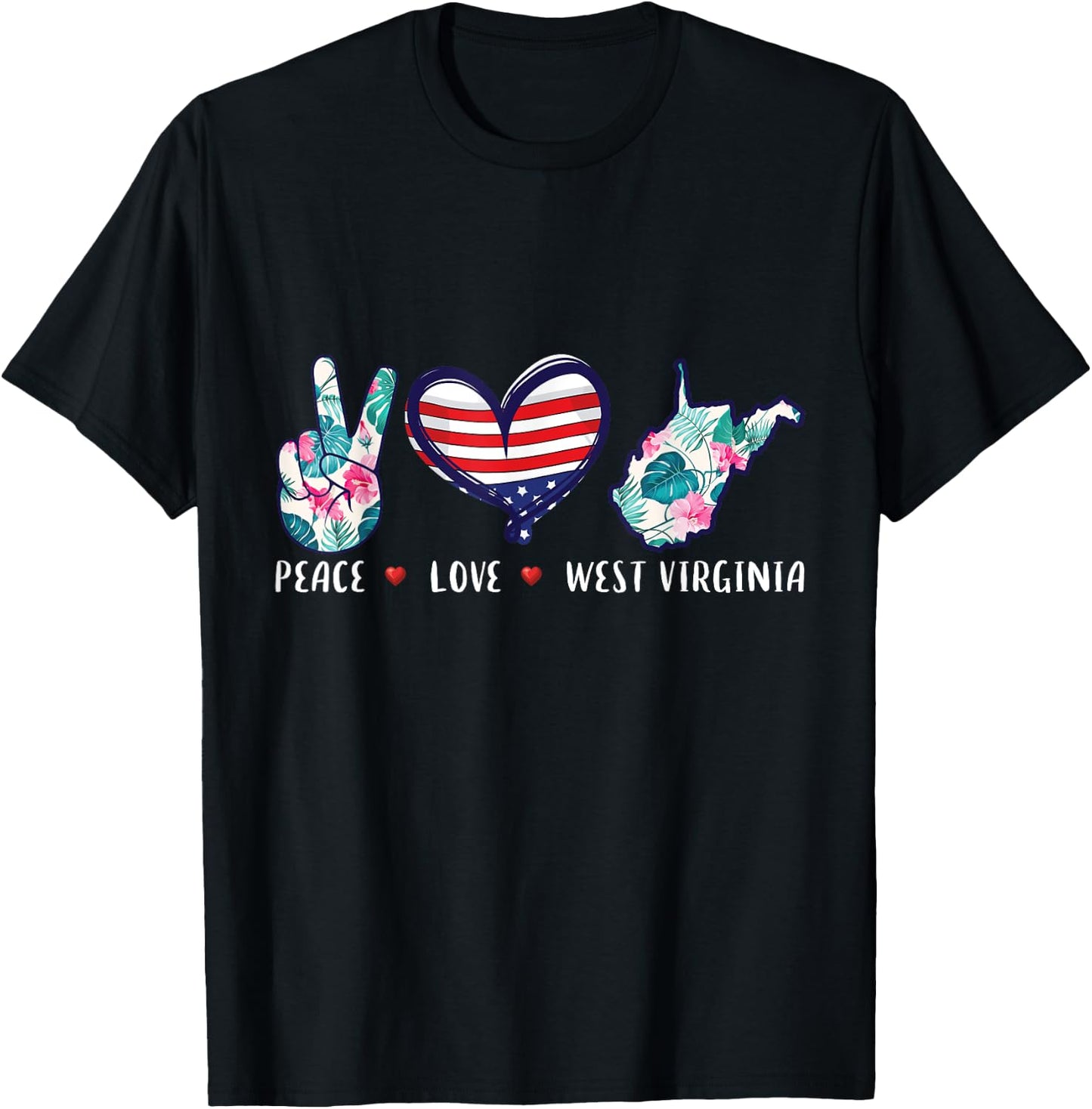 Peace love West Virginia flag grown Souvenirs women T-Shirt - T-Shirt | Black