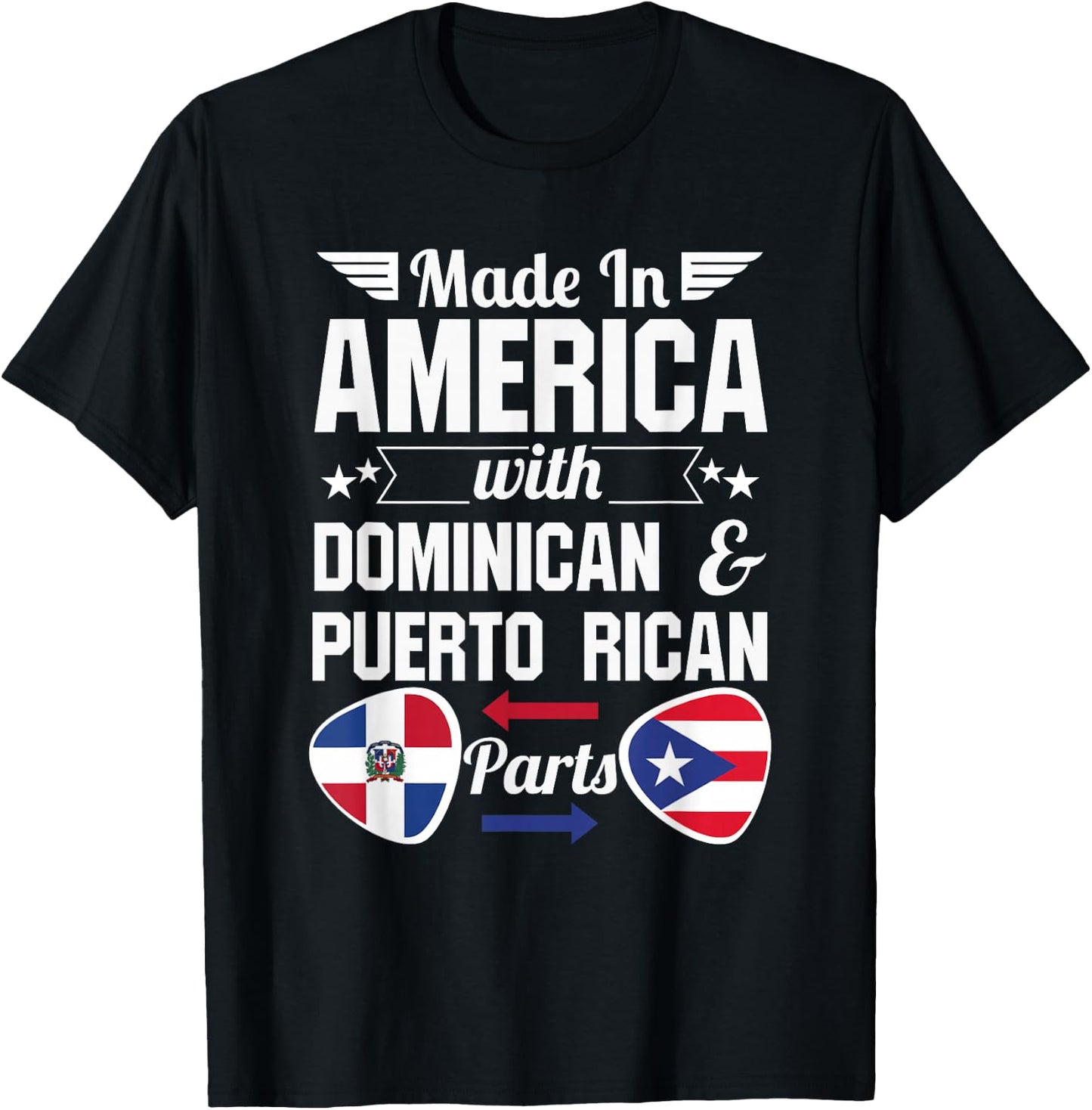 Dominirican Puerto Rico and Republica Dominicana Pride Flag T-Shirt - T-Shirt | Black