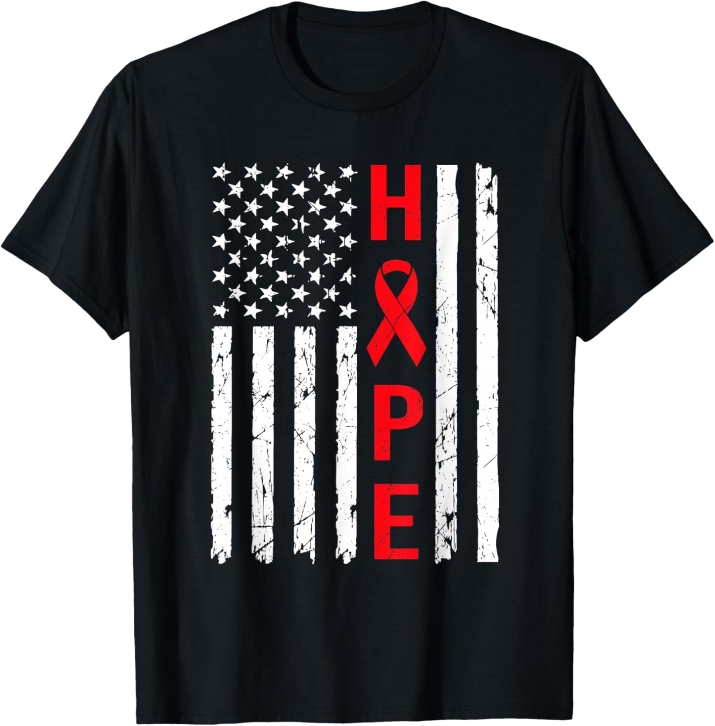 Hope Aids Flag Red Ribbon World Aids Day Hiv Aids Awareness T-Shirt - T-Shirt | Black