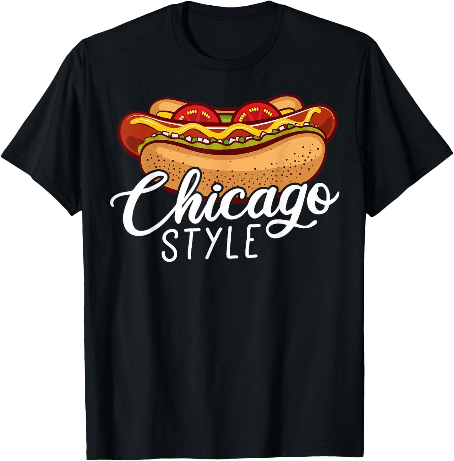 Chicago Style HOT Dog Gift Hotdog T-Shirt - T-Shirt | Black