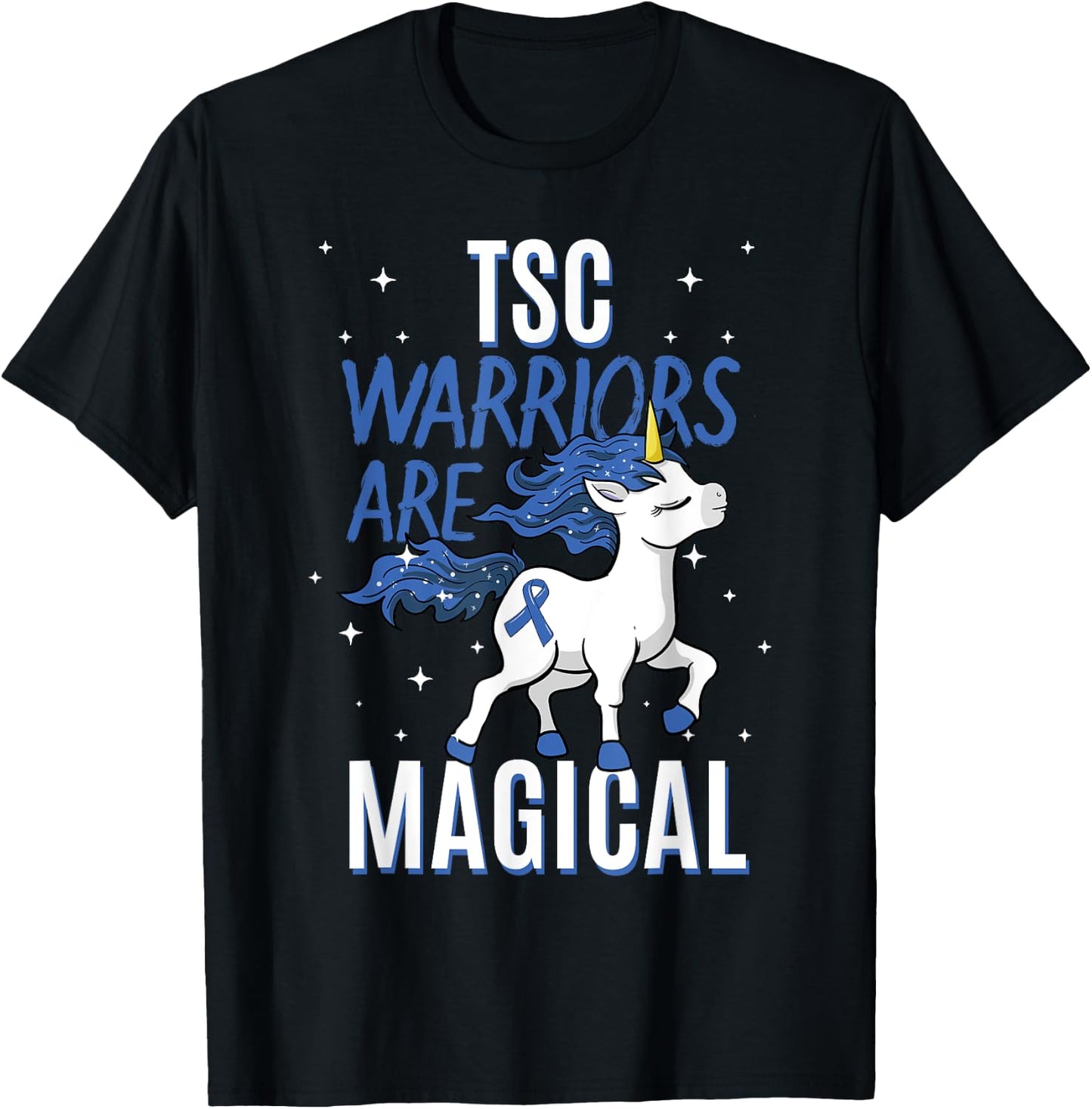 Tuberous Sclerosis Complex TSC Magical Unicorn Blue Ribbon T-Shirt - T-Shirt | Black