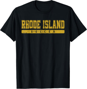 Rhode Island Soccer Yellow Vintage Text T-Shirt - T-Shirt | Black
