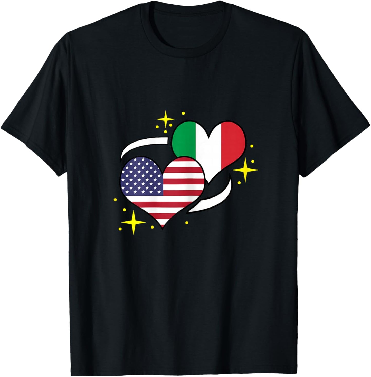 Italian American Flag Heart Italian Women T-Shirt - T-Shirt | Black