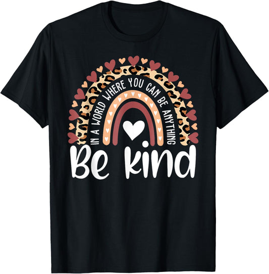 Unity Day Orange Anti Bullying Leopard Rainbow Kids Girls T-Shirt - T-Shirt | Black