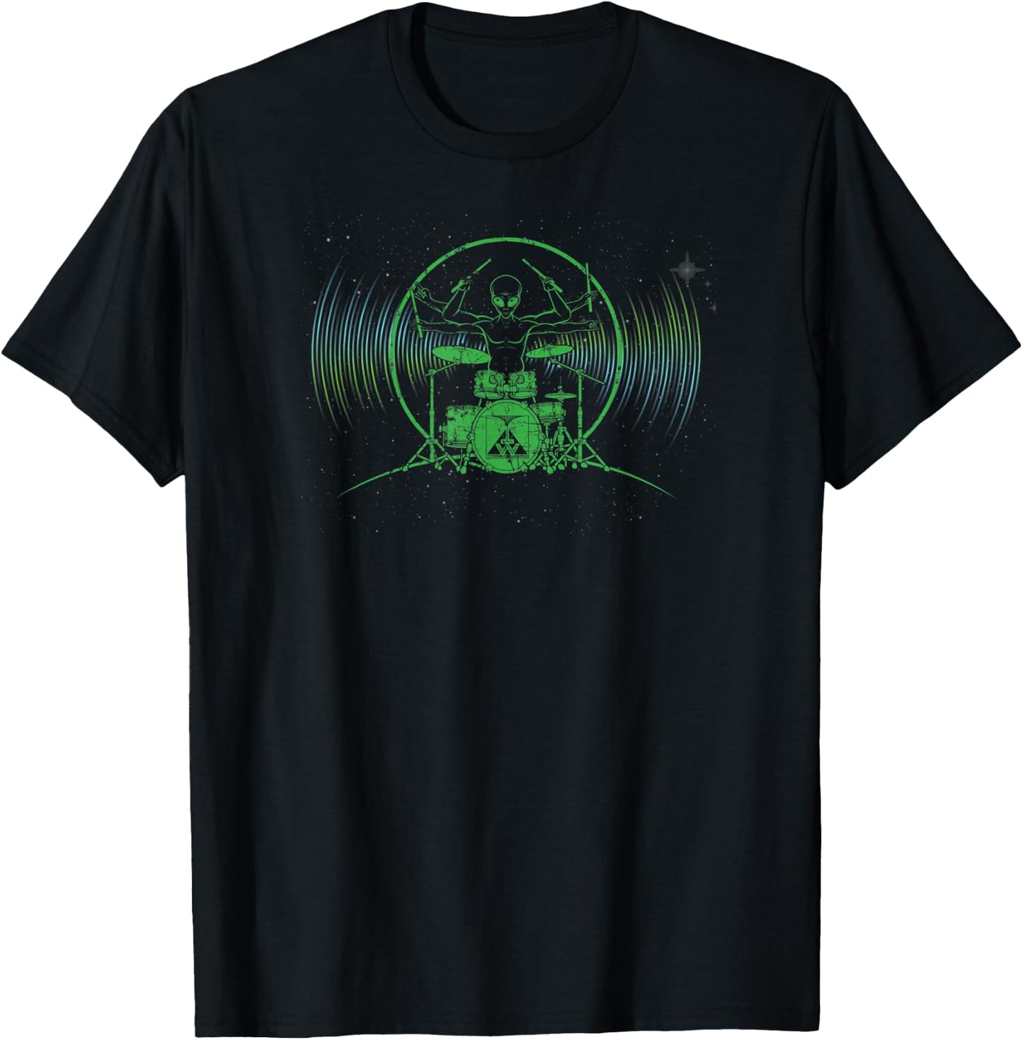 Alien Drummer Drumming T-Shirt - T-Shirt | Black
