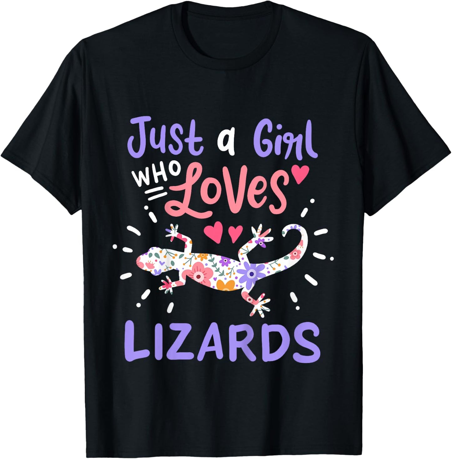 Lizard Just A Girl Lizards Gift T-Shirt - T-Shirt | Black