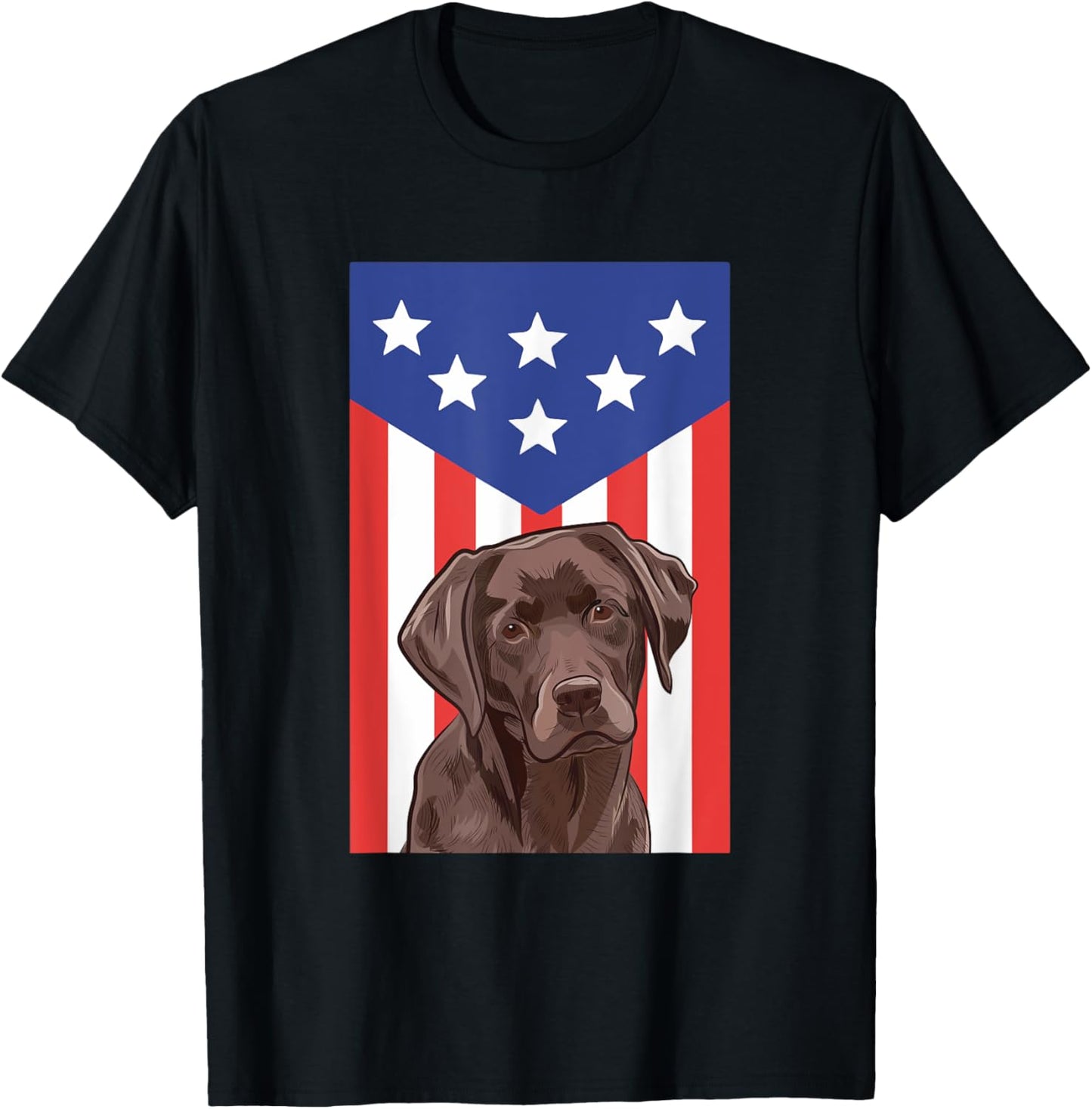 Labrador Retriever Chocolate Lab American Flag Funny Patriot T-Shirt - T-Shirt | Black