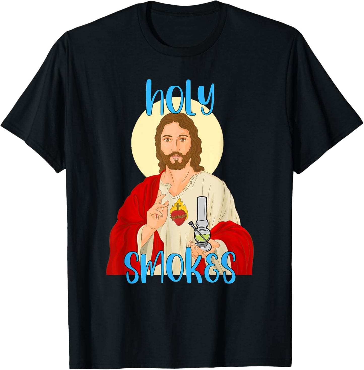 Holy Smokes Funny Jesus Apparel Weed 420 Merch T-Shirt - T-Shirt | Black