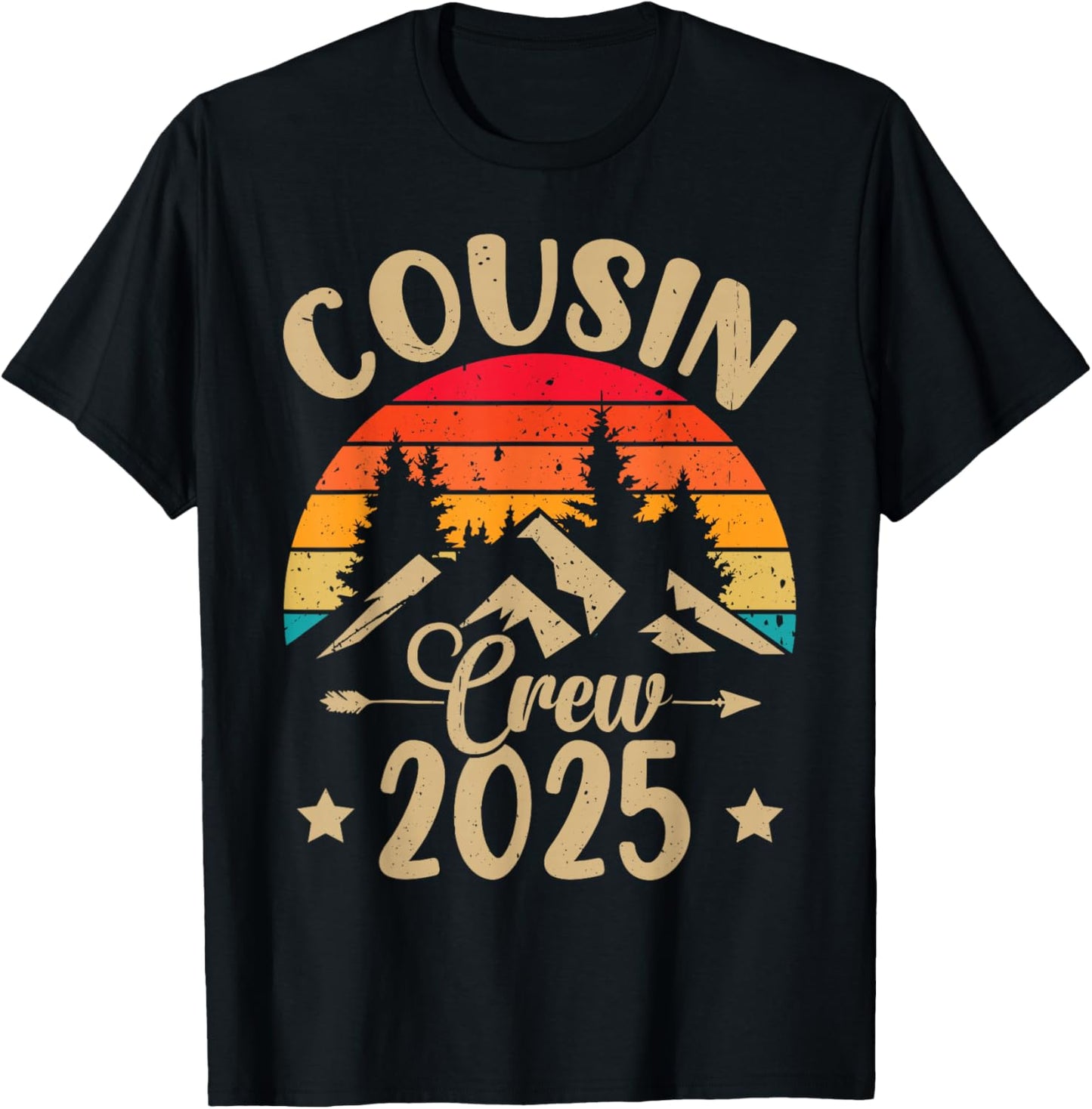 Vacation Family Reunion Cousin Crew 2025 Matching T-Shirt - T-Shirt | Black