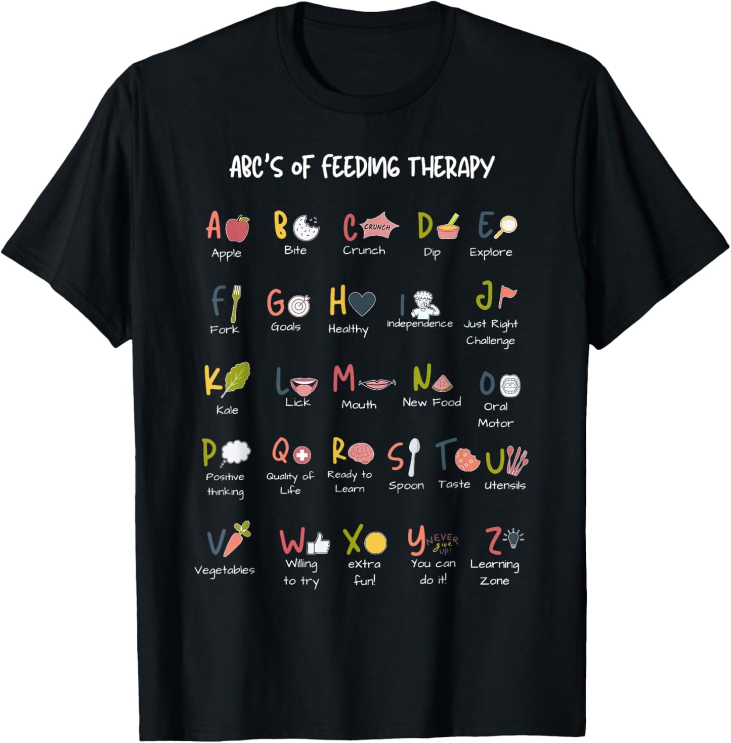 Feeding Therapy Alphabet Occupational Therapy Student Teach T-Shirt - T-Shirt | Black