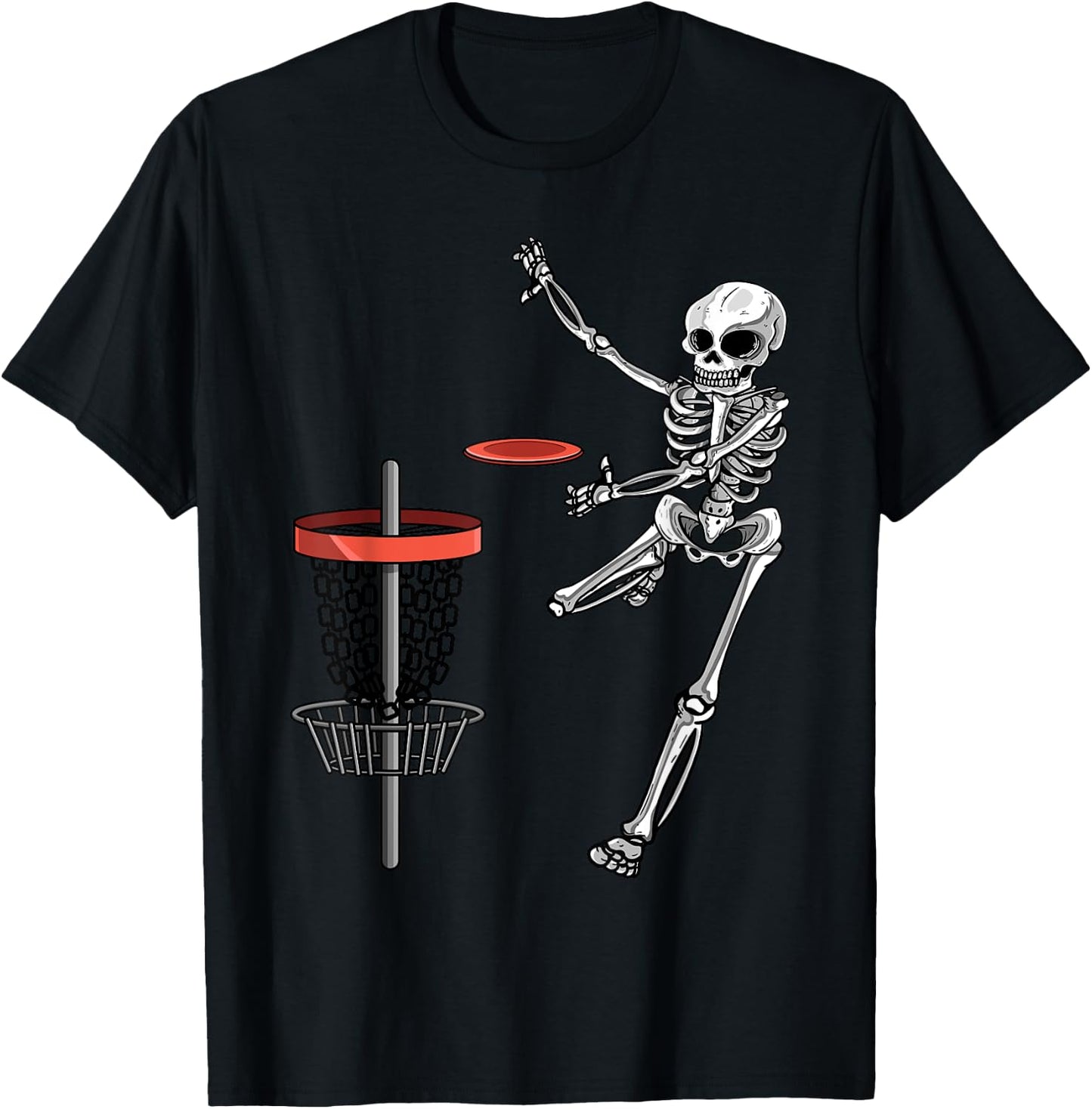 Skeleton Flying Disc Golf Halloween Frisbee Easy DIY Costume T-Shirt - T-Shirt | Black