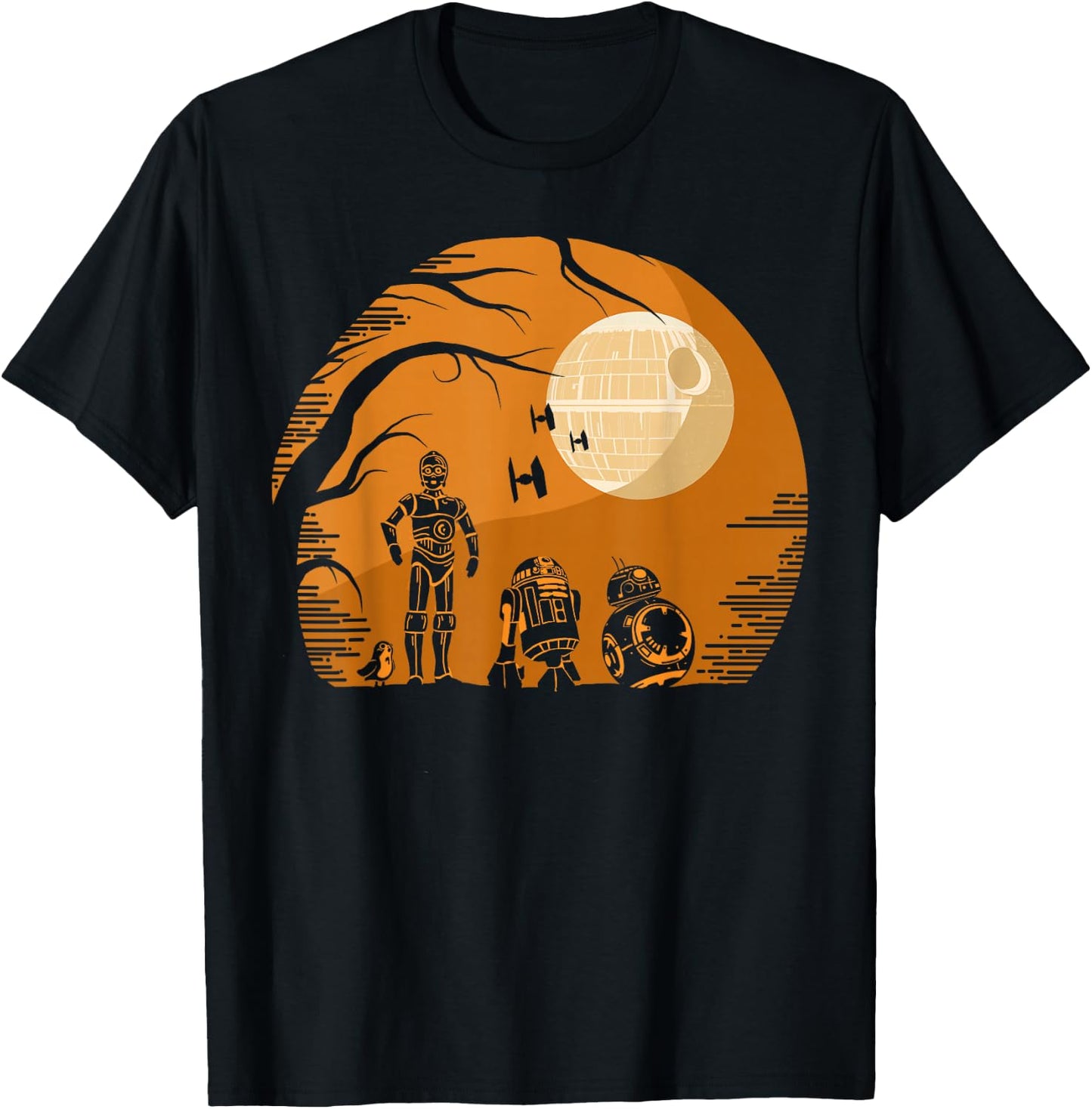 Star Wars Droids Halloween Orange Hue Death Star Portrait T-Shirt - T-Shirt | Black