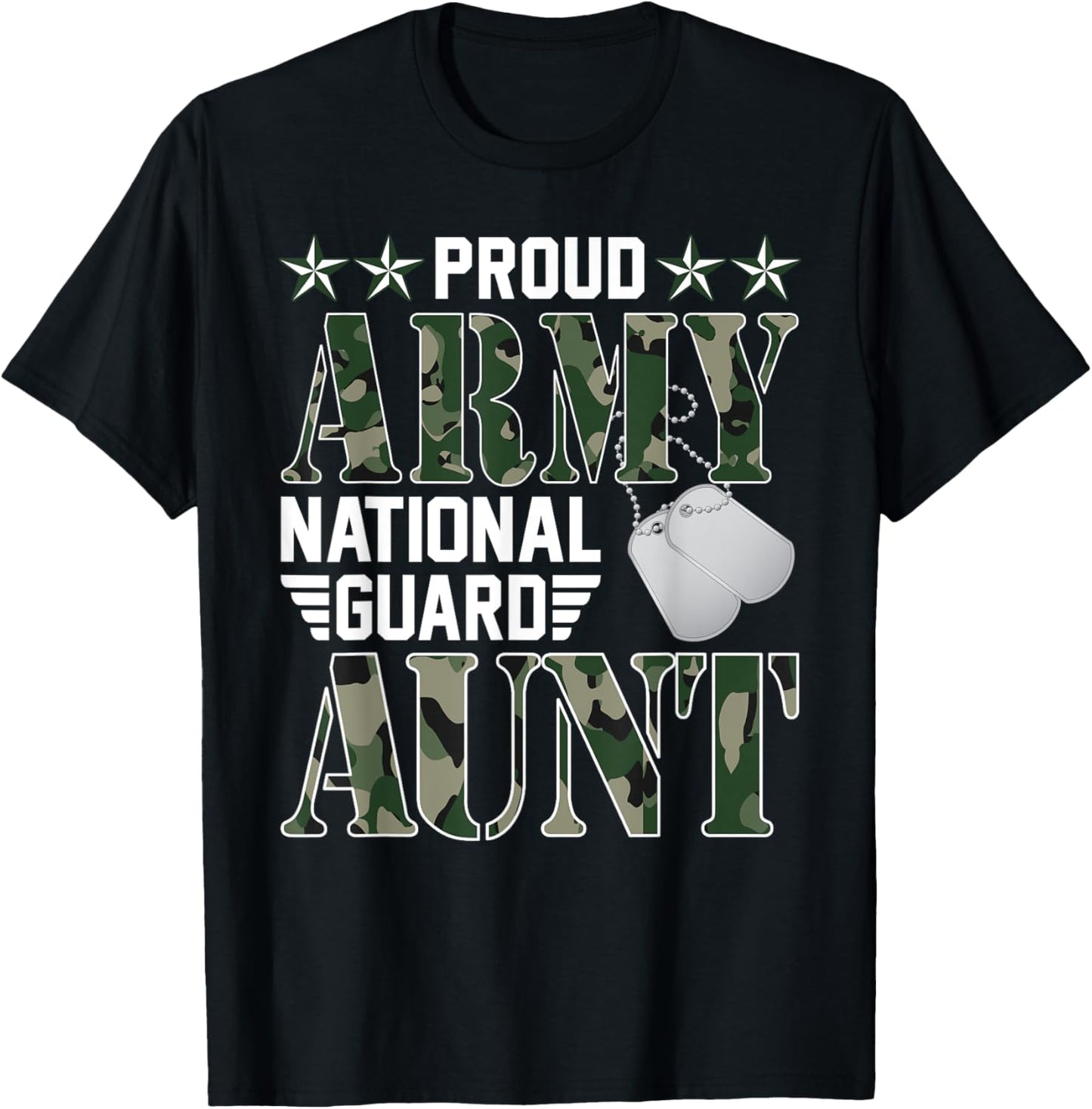 Proud Army National Guard Aunt Military Family Veteran T-Shirt - T-Shirt | Black