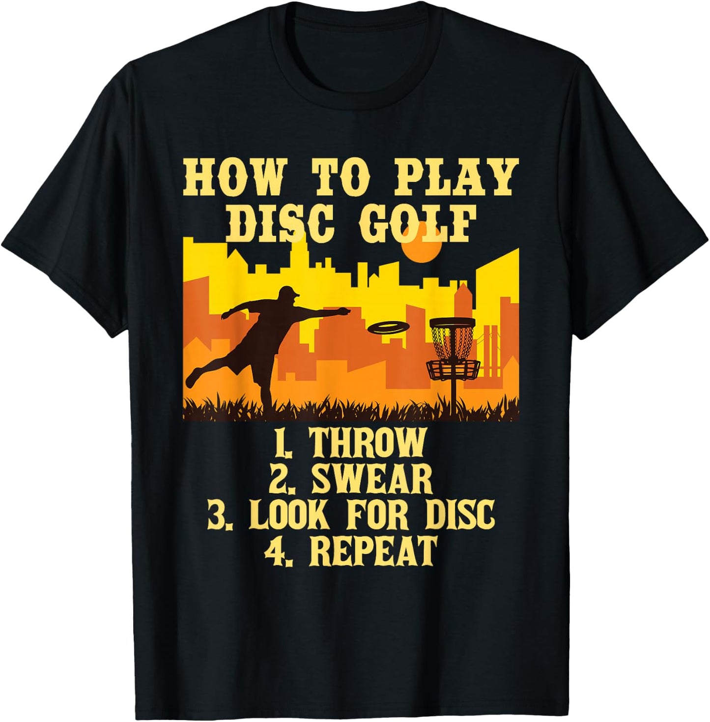 How to Play - Disc Golf Player Flying Disc Golfer T-Shirt - T-Shirt | Black