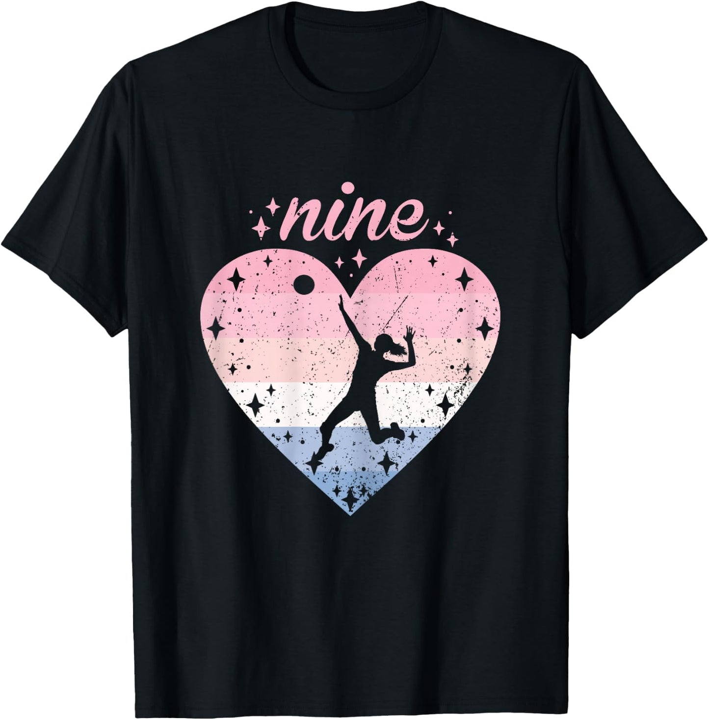 9 Year Old Cute Volleyball Birthday Girl 9th B-day T-Shirt - T-Shirt | Black