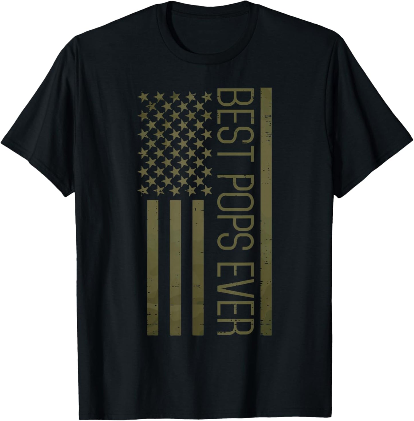 Fathers Day Best Pops Ever America Flag Grandpa Granddad Men T-Shirt - T-Shirt | Black