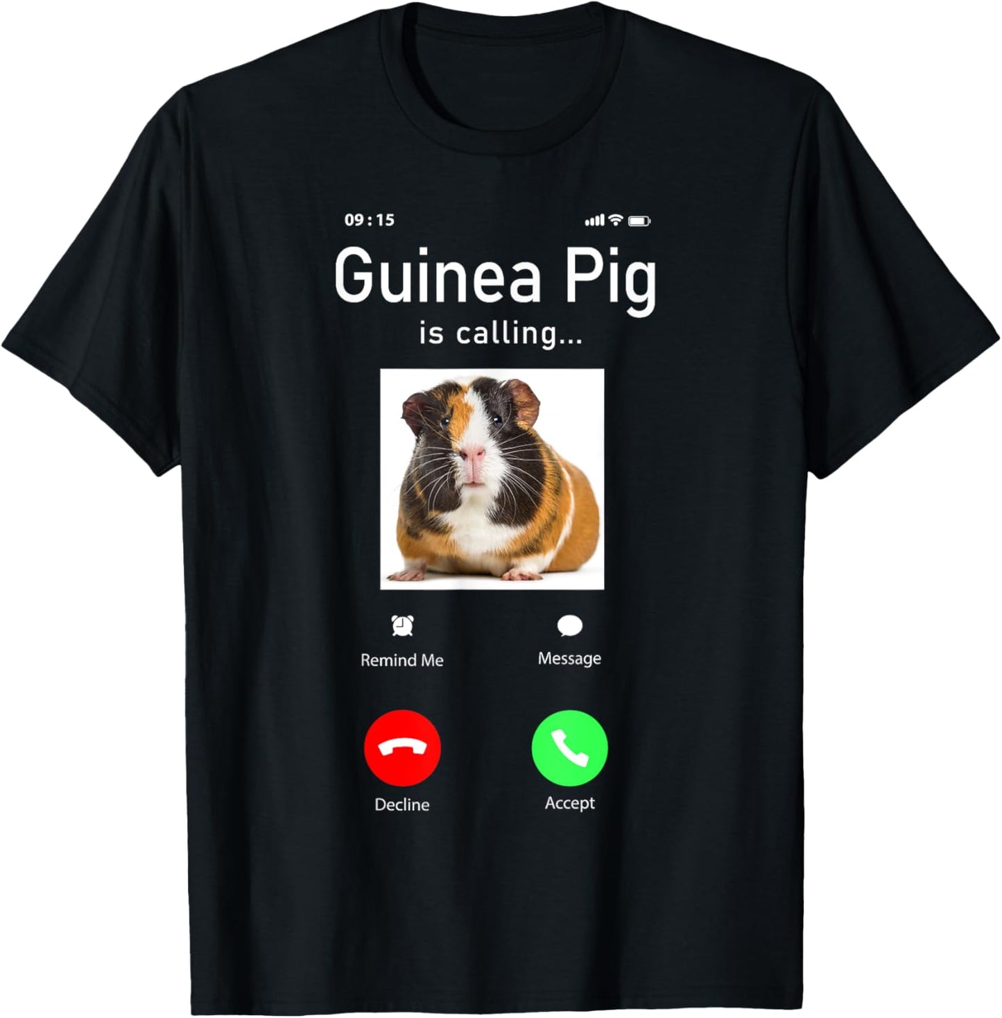 Guinea Pig Phone Display Guinea Pig Is Calling T-Shirt - T-Shirt | Black