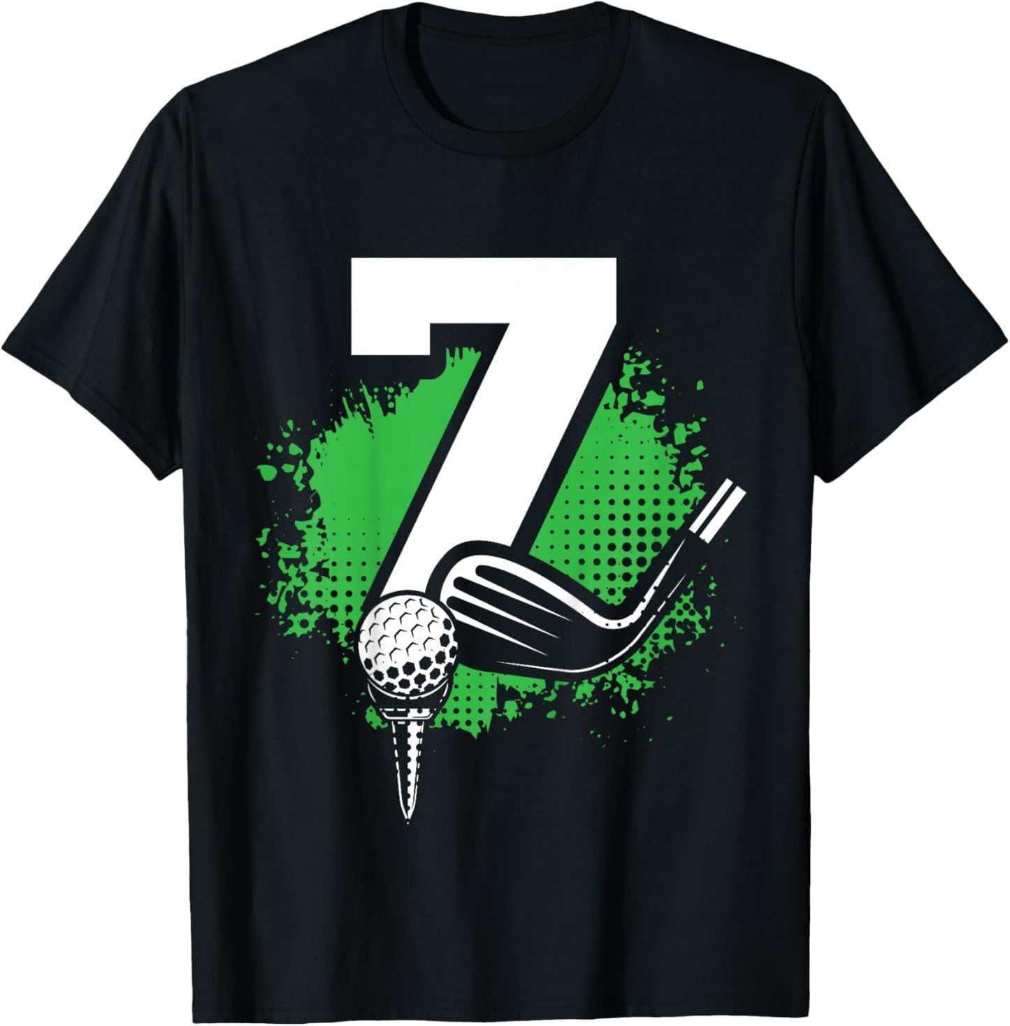 Kids 7th Birthday Boy Golf Player Golf 7 Years Old T-Shirt - T-Shirt | Black