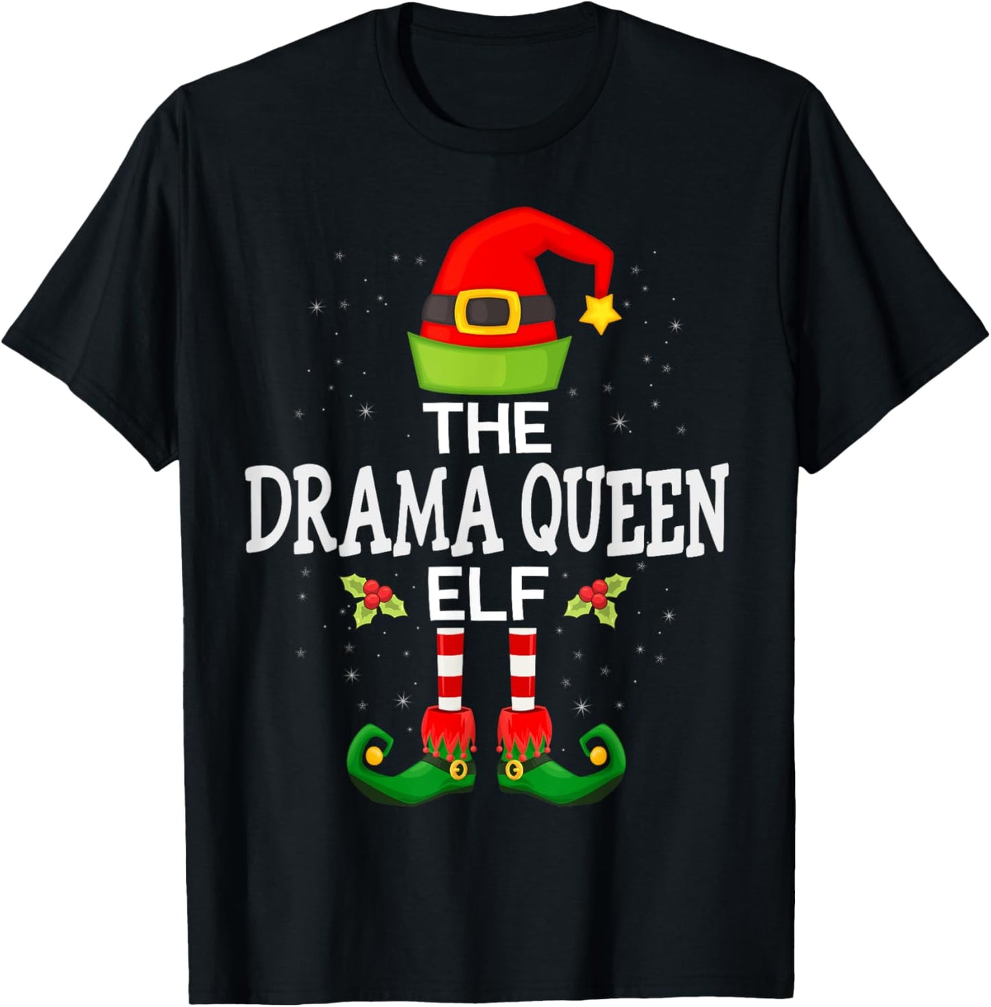 The Drama Queen Elf Christmas Family Matching Pajama T-Shirt - T-Shirt | Black