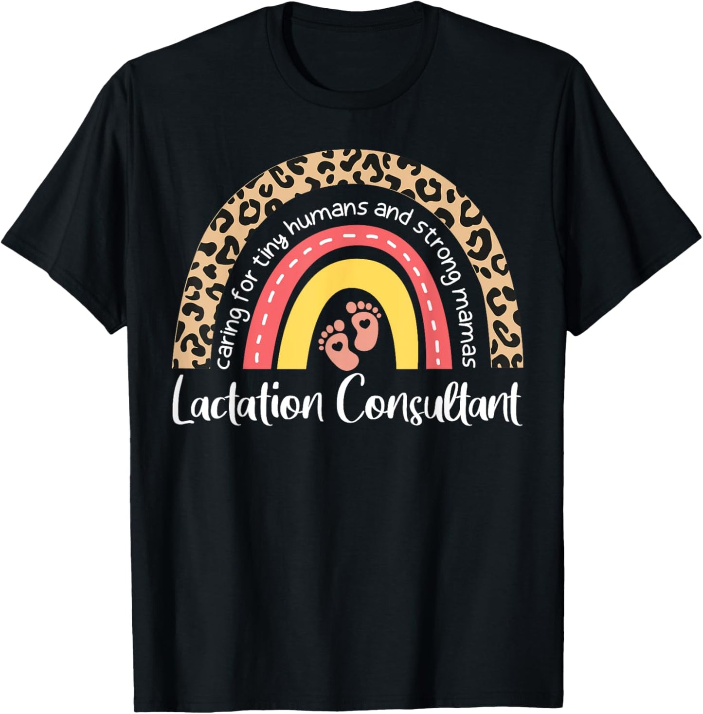 Lactation Consultant Leopard Rainbow Breastfeeding Counselor T-Shirt - T-Shirt | Black