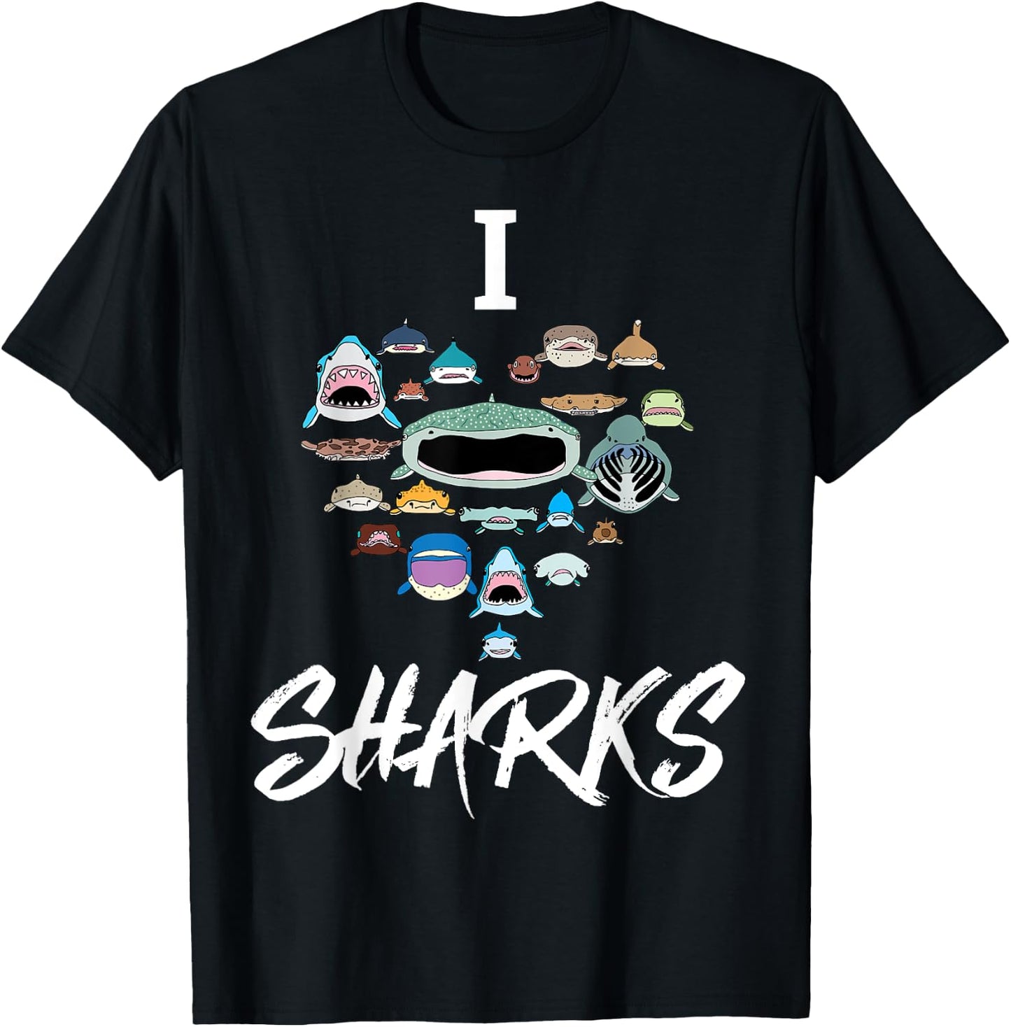 Types Of Sharks Shirt Educational Shark Fun for Kids Boys T-Shirt - T-Shirt | Black
