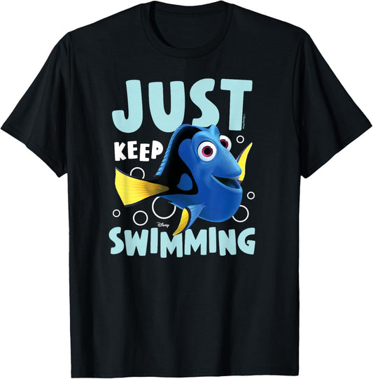 Finding Nemo - Dory Just Keep Swimming T-Shirt - T-Shirt | Black