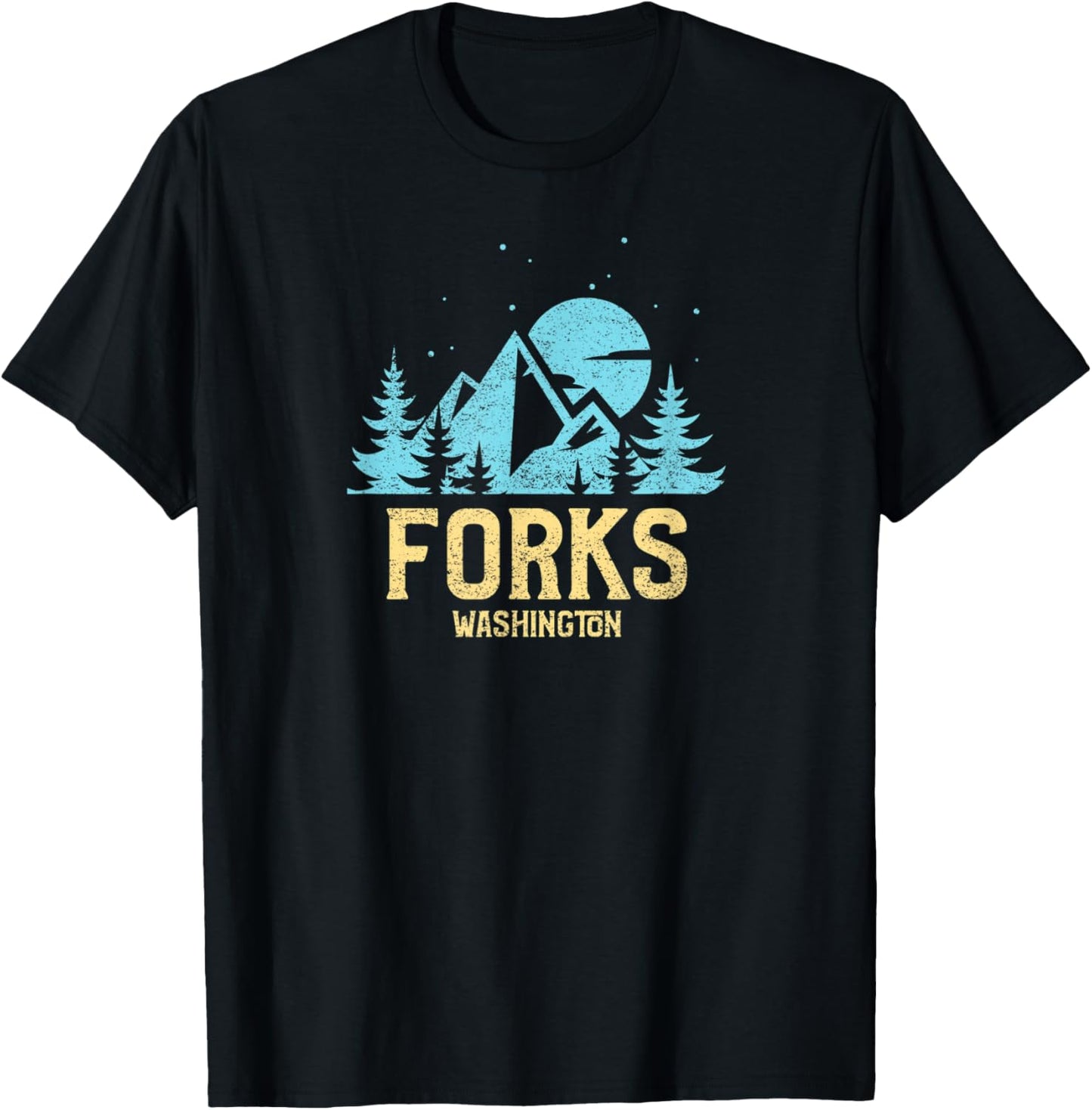 Forks Washington, Outdoors, WA NW retro style, great Gift T-Shirt - T-Shirt | Black