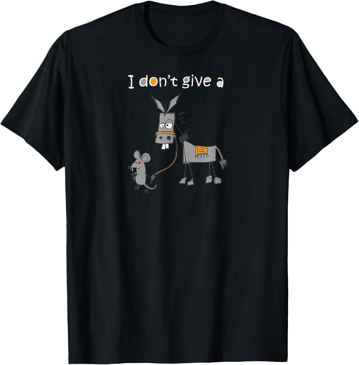 I Don't Give A Rats Ass Mouse Walking Donkey Small T-Shirt - T-Shirt | Black