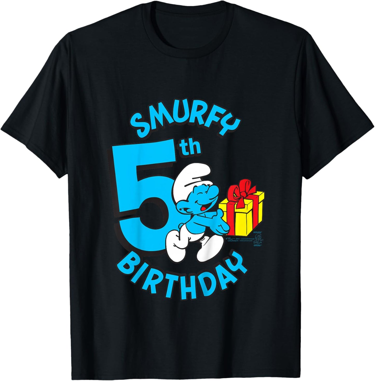 Kids The Smurfs Smurfy 5th Birthday T-Shirt - T-Shirt | Black