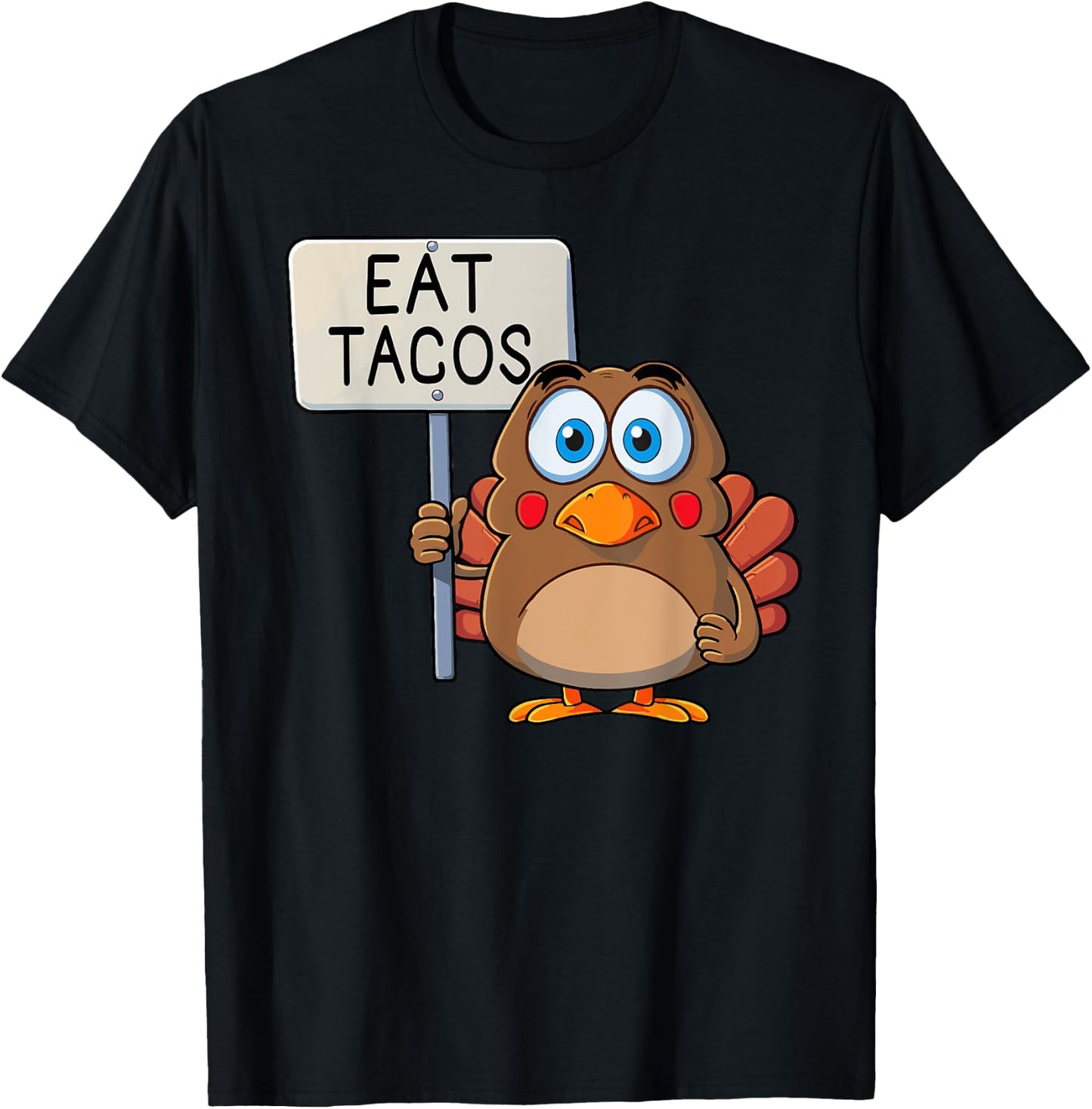 Funny Thanksgiving Turkey Eat Tacos T-Shirt - T-Shirt | Black