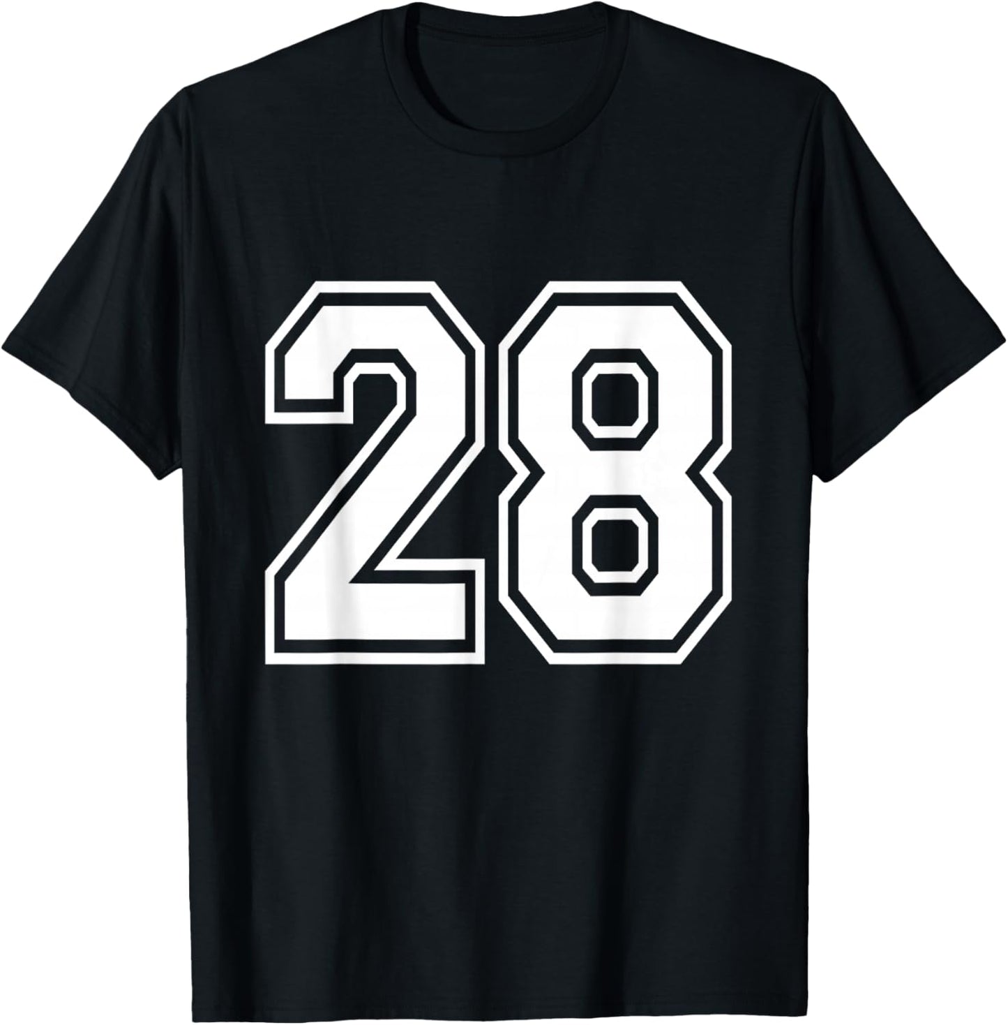 Number 28 Varsity Sports Team Jersey 28th Birthday 28 Years T-Shirt - T-Shirt | Black