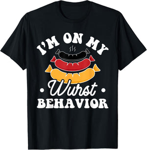 Wurst Behavior - Funny German Oktoberfest Pun T-Shirt - T-Shirt | Black