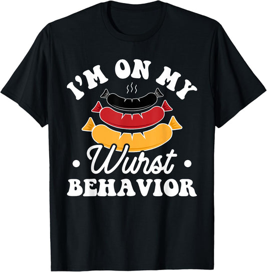 Wurst Behavior - Funny German Oktoberfest Pun T-Shirt - T-Shirt | Black