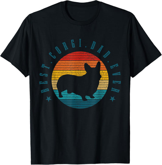 Corgi Dog Best Corgi Dad Ever Vintage Funny Dogs T-Shirt - T-Shirt | Black